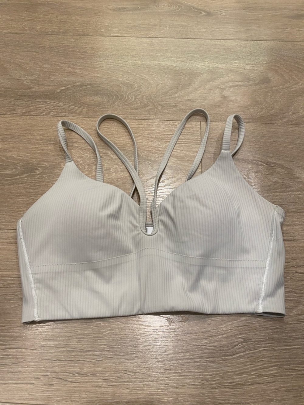 lululemon athletica Ribbed Cream Double-Strap Light Support Sports Bralette